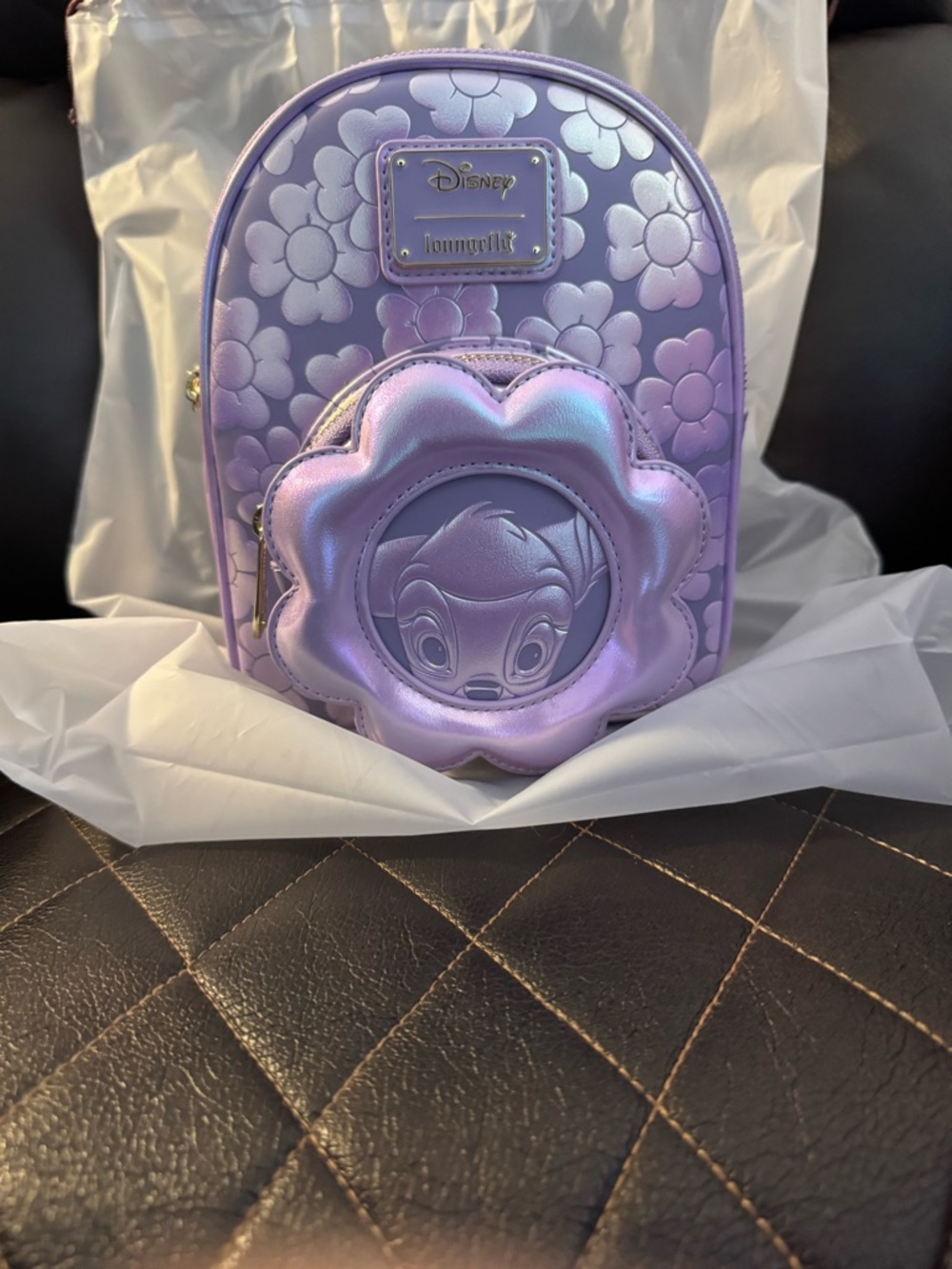 Loungefly Kids Iridescent Purple Daisy Mini Backpack